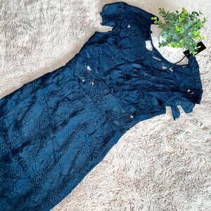 NWT Romeo & Juliet Couture Navy Blue Lace Overlay Formal Sheath Dress Size XS